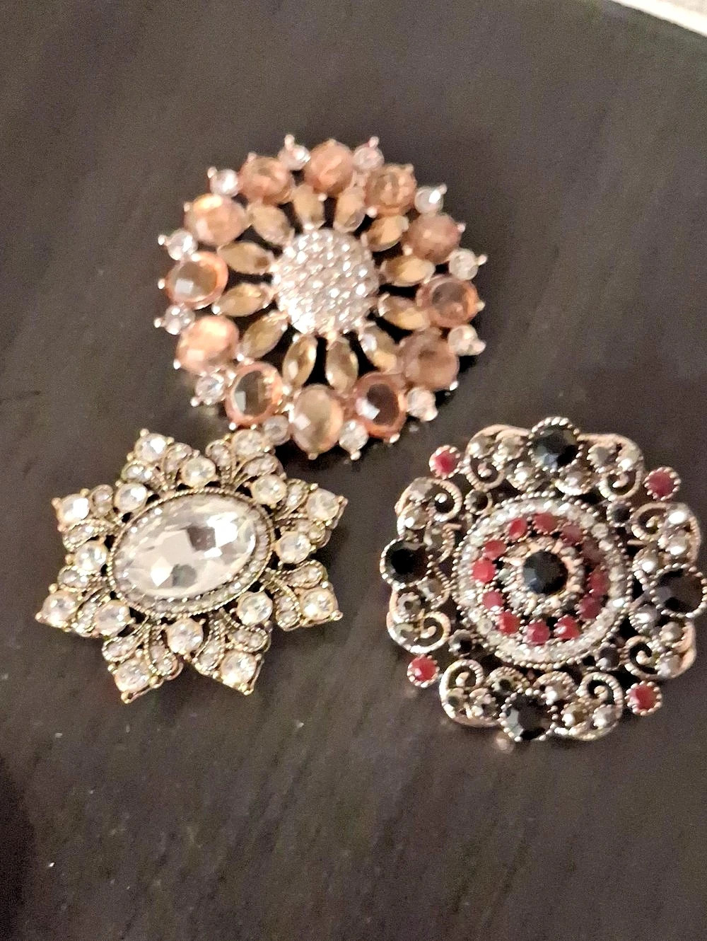 Vintage-Style Rhinestone Brooch Set Gold & Silver